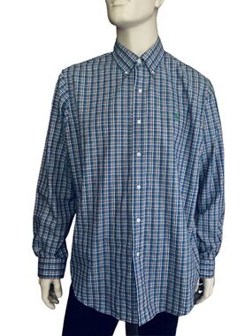 Ralph Lauren Long Sleeve Shirt Button Down Tartan Plaid 100% Cotton Versatile